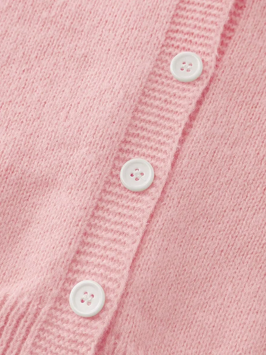 SweatyRocks Chaqueta de punto para niña de manga larga, bonita chaqueta con capucha, chaqueta con capucha para otoño, chaqueta con capucha con botones, para 4-8 años
