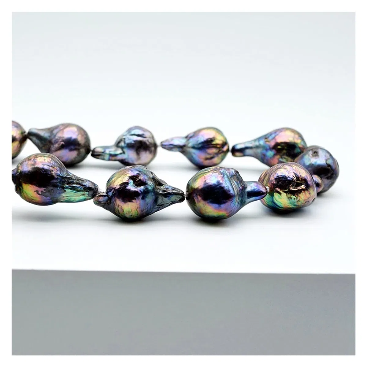 Collar de perlas barrocas de agua dulce AAAA, diámetro 14-15 mm, azul oscuro/verde malaquita/negro, collar corto, collar de perlas for mujer cumplir
