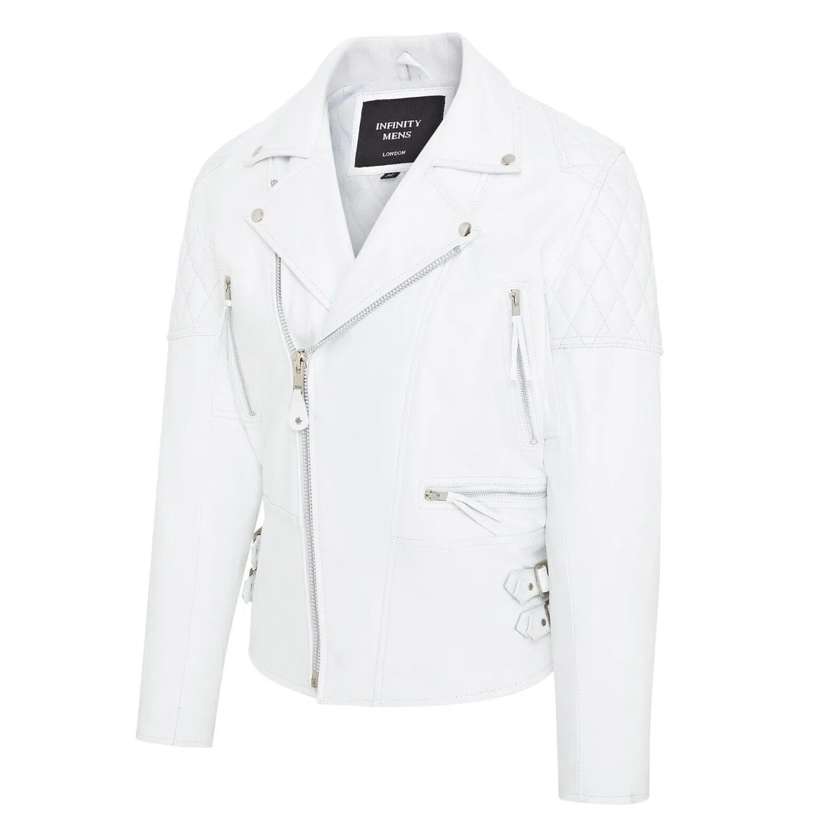 Infinity Leather Chaqueta Motera Brando de Piel de Vacuno Para Hombre