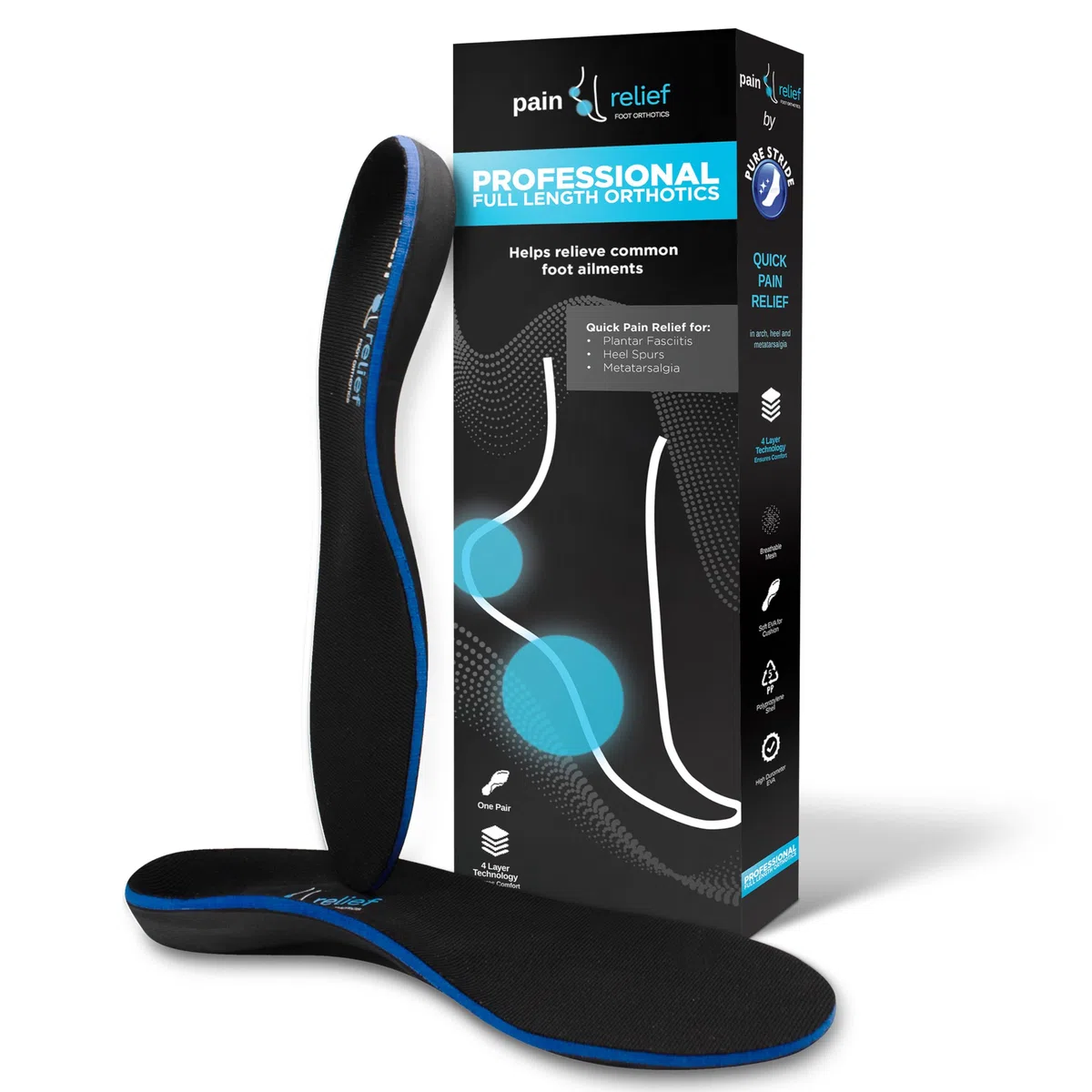 Ortesis de longitud completa para un alivio rápido, fascitis plantar, espolones de talón y metatarsalgia, hombres 11-11.5/mujeres 13-13.5
