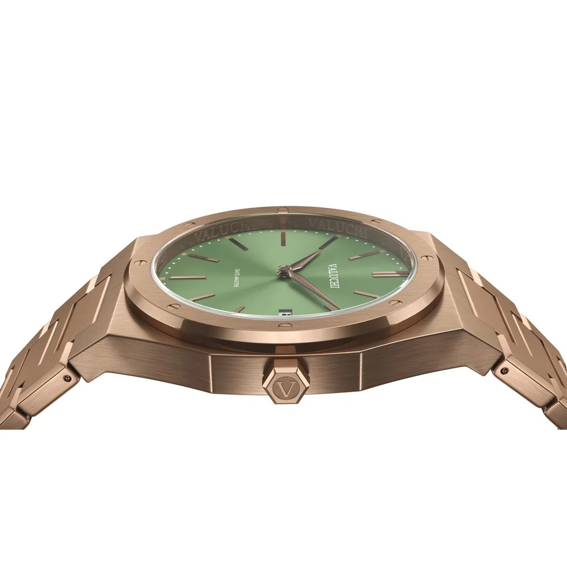 Valuchi Lujo Hombres Date-Master Acero Inoxidable Cristal de Zafiro Reloj de Cuarzo