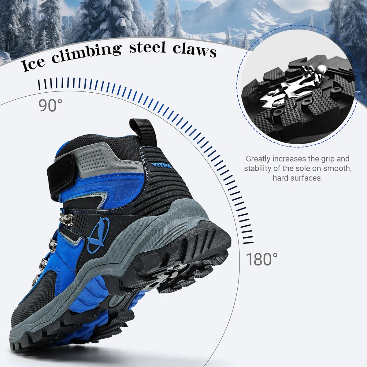 ASHION Botas de senderismo para Niños Botas de Montaña Botas de nieve Zapatos de Senderismo,H Negro Azul 33 EU