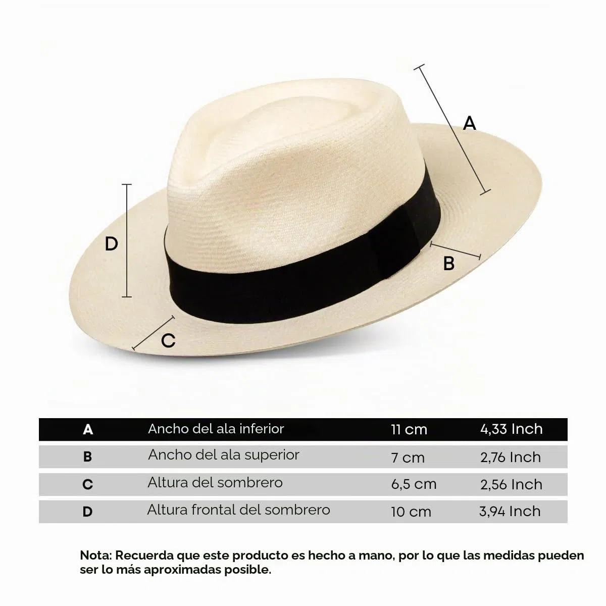 Sombrero de Panamá fino | Fedora auténtica | Estilo | Montecristi hecho a mano | Paja Toquilla | Unisex| Grde 15-16| Bolsa de cubierta