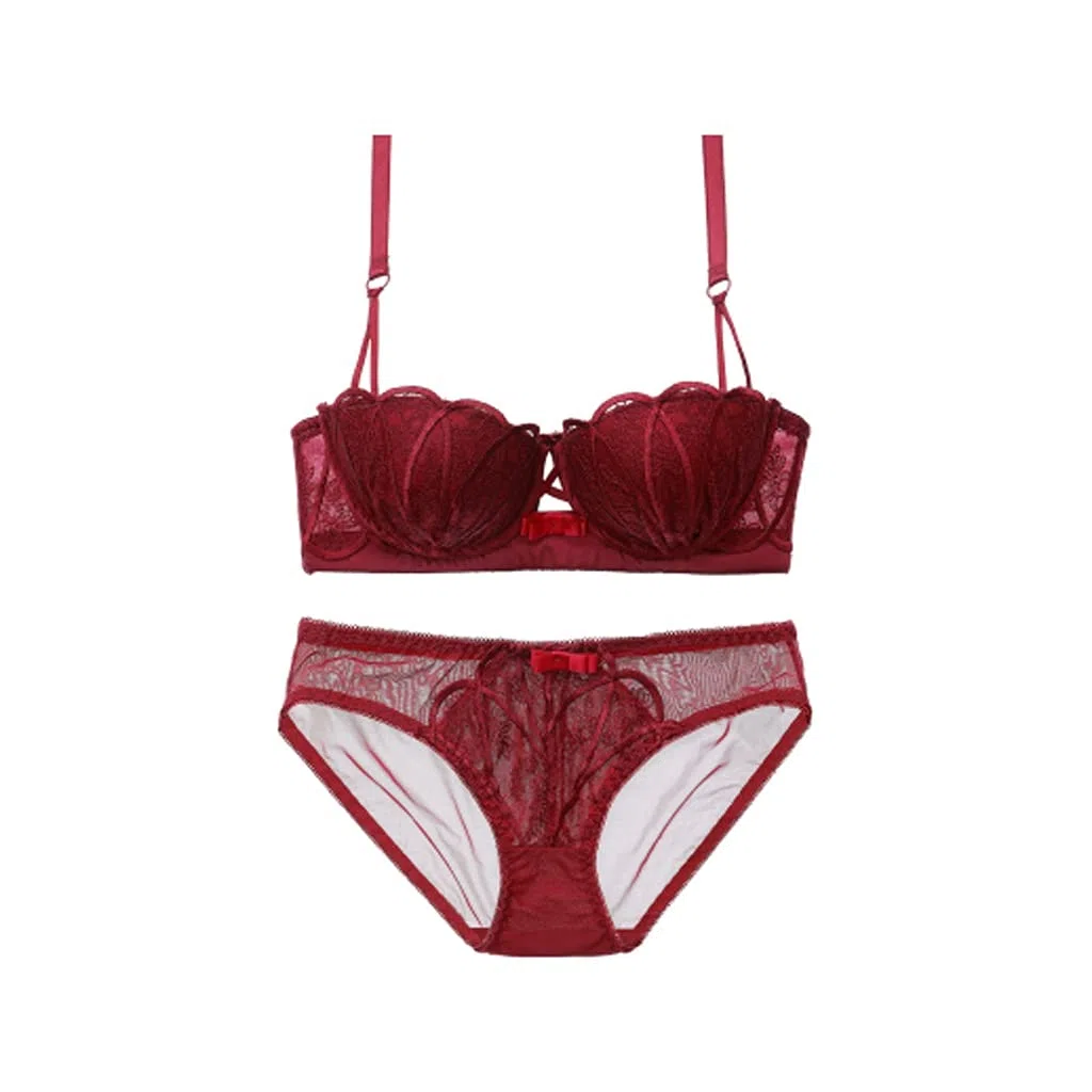 Traje de Sujetador Fino con Espalda de Mujer de lencería de Encaje Sexy de Color Puro