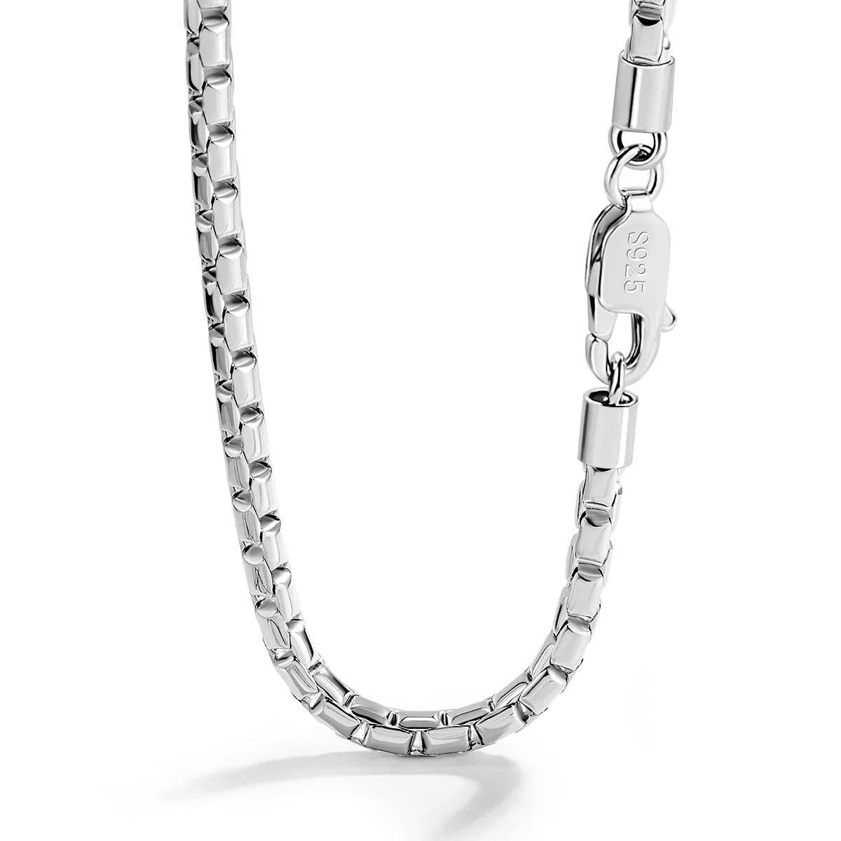 Dankadi - Collar fino (5 mm, en forma de caja de 925, 18 a 26 pulgadas, cadena cuadrada, redonda, caja de cadenas, briolette veneciano Rolo Fine Design italiano, 46 cm – 66 cm, regalo de joyería para