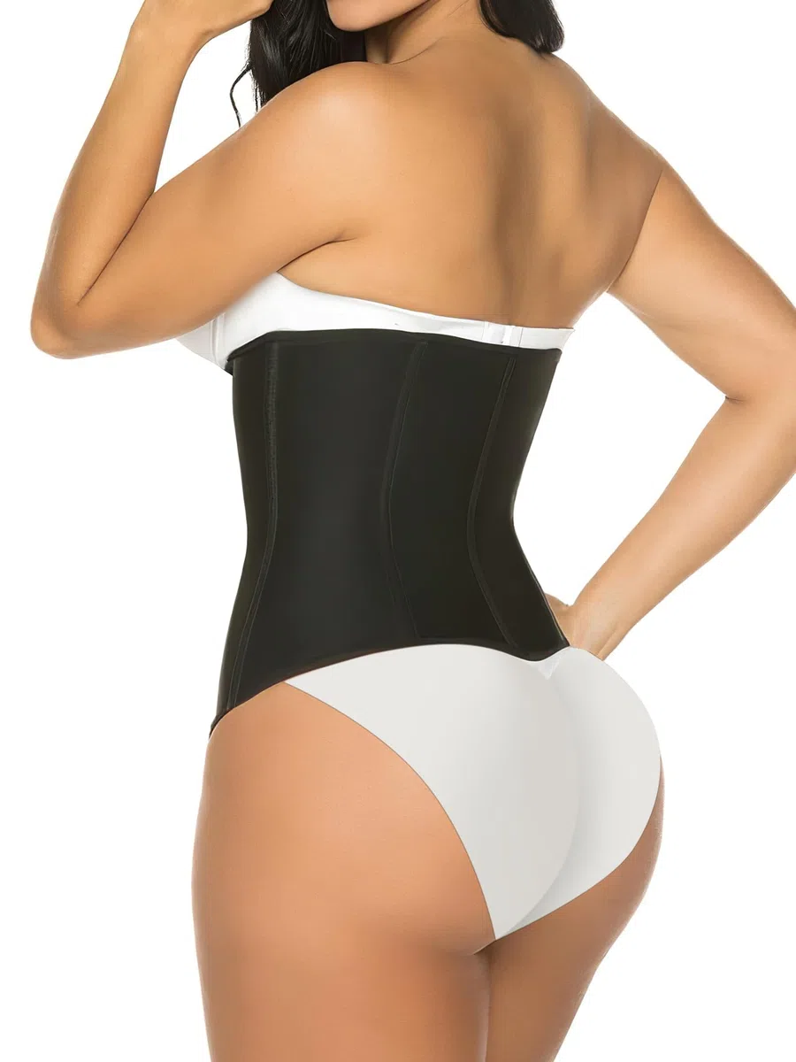 YIANNA - Faja moldeadora de látex para mujer, control de abdomen, corsé de cintura con efecto reloj de arena, con cremallera y corchetes.