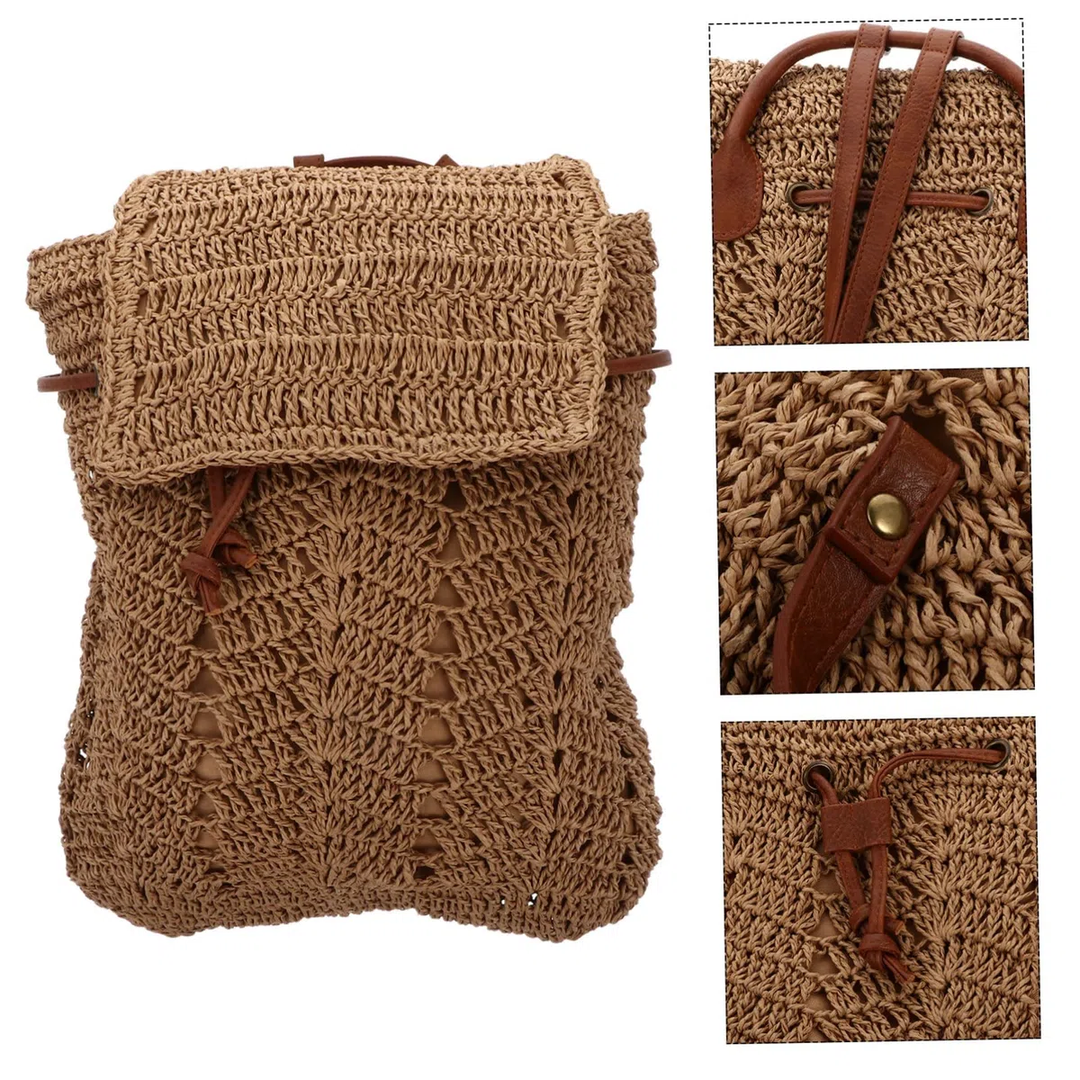 LIFKOME Bolso De Playa Mujer De Paja Tejida Bolsa De Hombro Y Bandolera Con Cordón Seguridad Mochila Rafia Moda Para Uso Diario