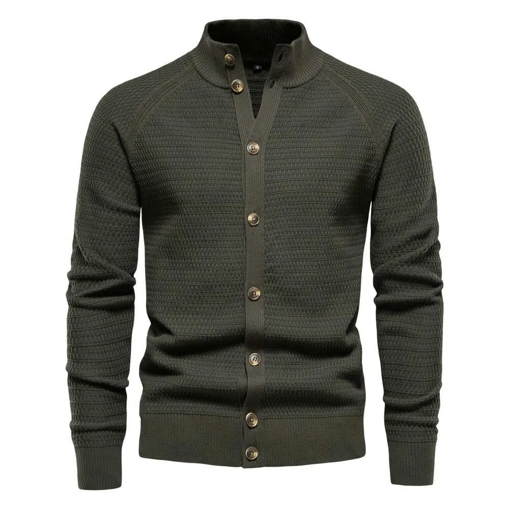 Jersey de punto para hombre, otoño, invierno, negocios, cárdigan