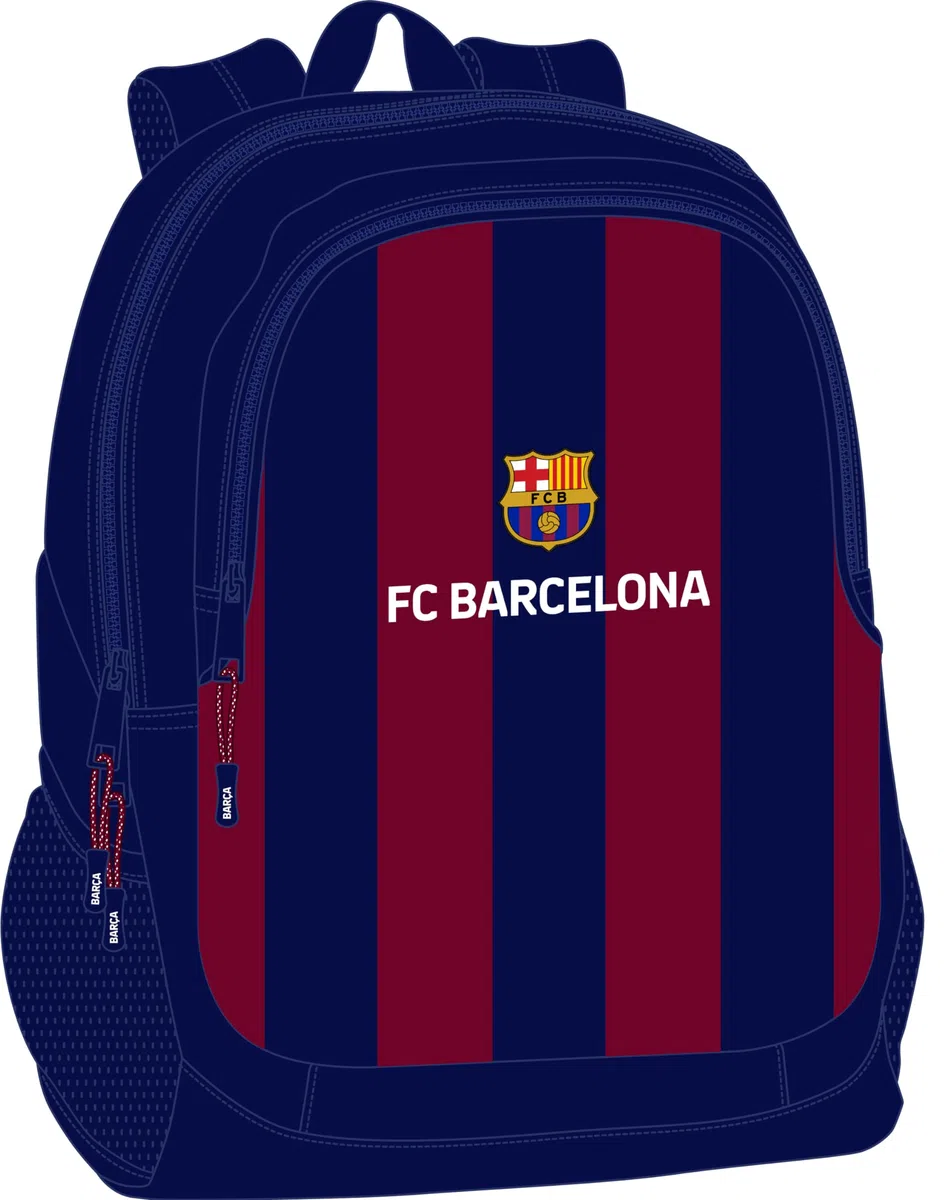 Safta F.C. BARCELONA - Mochila Escolar Infantil, Ideal para Niños de Diferentes Edades, Cómoda y Versátil, Calidad y Resistencia, 32x16x44 cm, Color Azul marino/granate