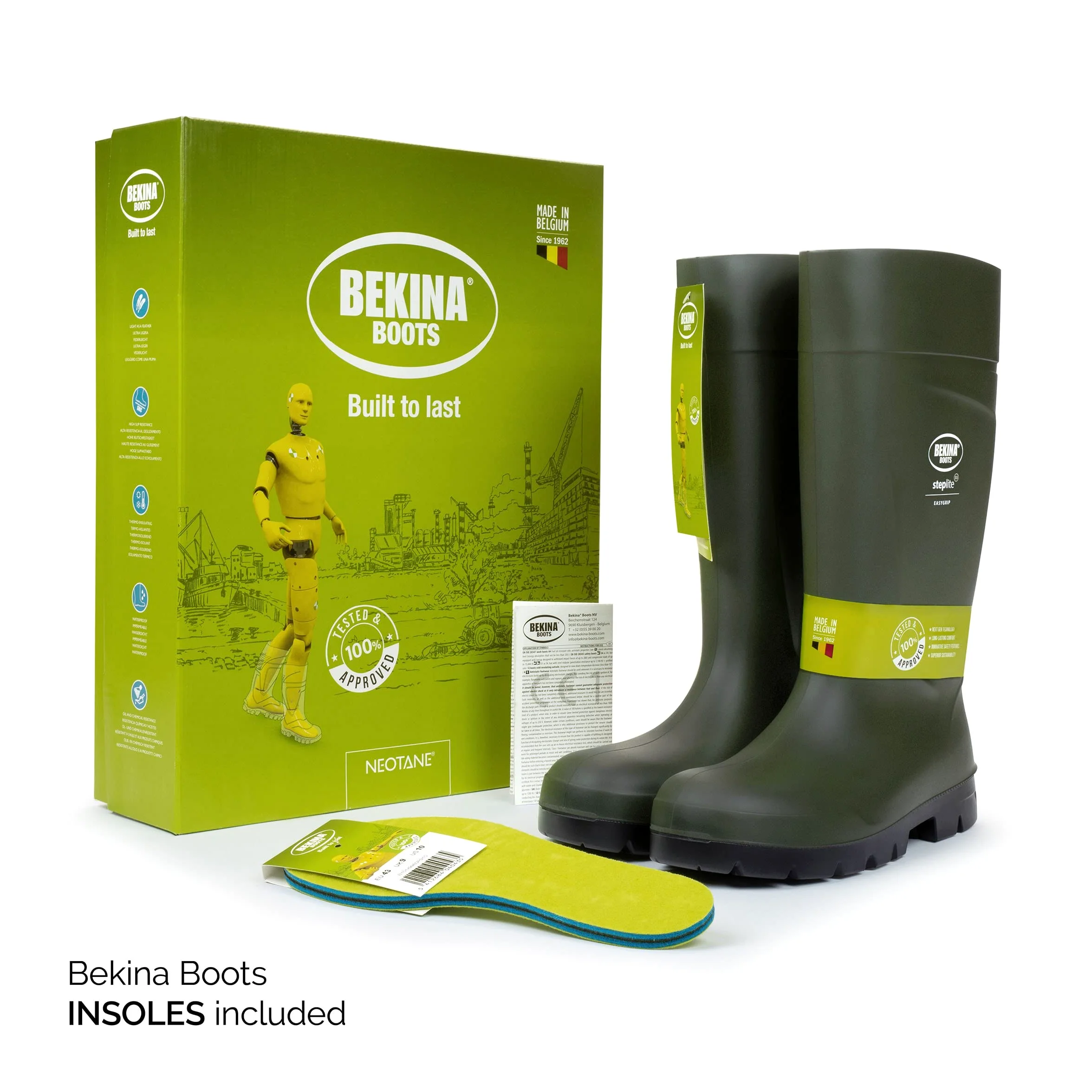Botas de Seguridad para Hombres, Puntera de Acero y Suela de Seguridad para la Agricultura, Ligeras, de Gran Comodidad, Antideslizante, Resistente al Productos de Limpieza, Verde, EU 43