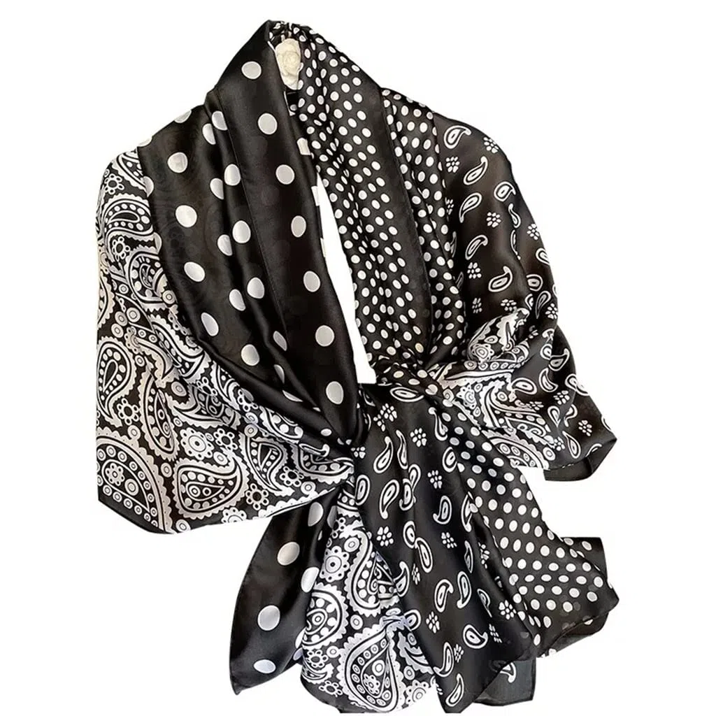 RWRAPS Diadema Retro Estola de Playa Bufanda de Seda para Mujer con Estampado Hijab chales y Abrigos pañuelo para el Cuello pañuelo Femenino (Color: A, tamaño: 35.4 x 70.9 in) (A 35.4 x 70.9 in)