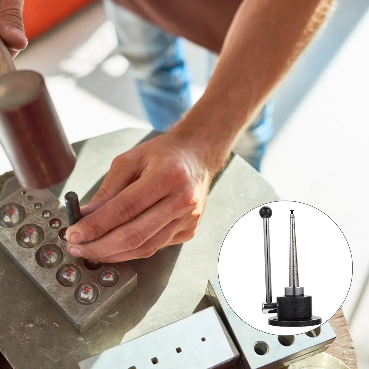 MERRYHAPY Ensanchador de Anillos para Ajustar y Ampliar Tamaños de Anillos Fácilmente Herramienta Práctica Estilo Coreano de Acero Cuatro Escalas de Medición