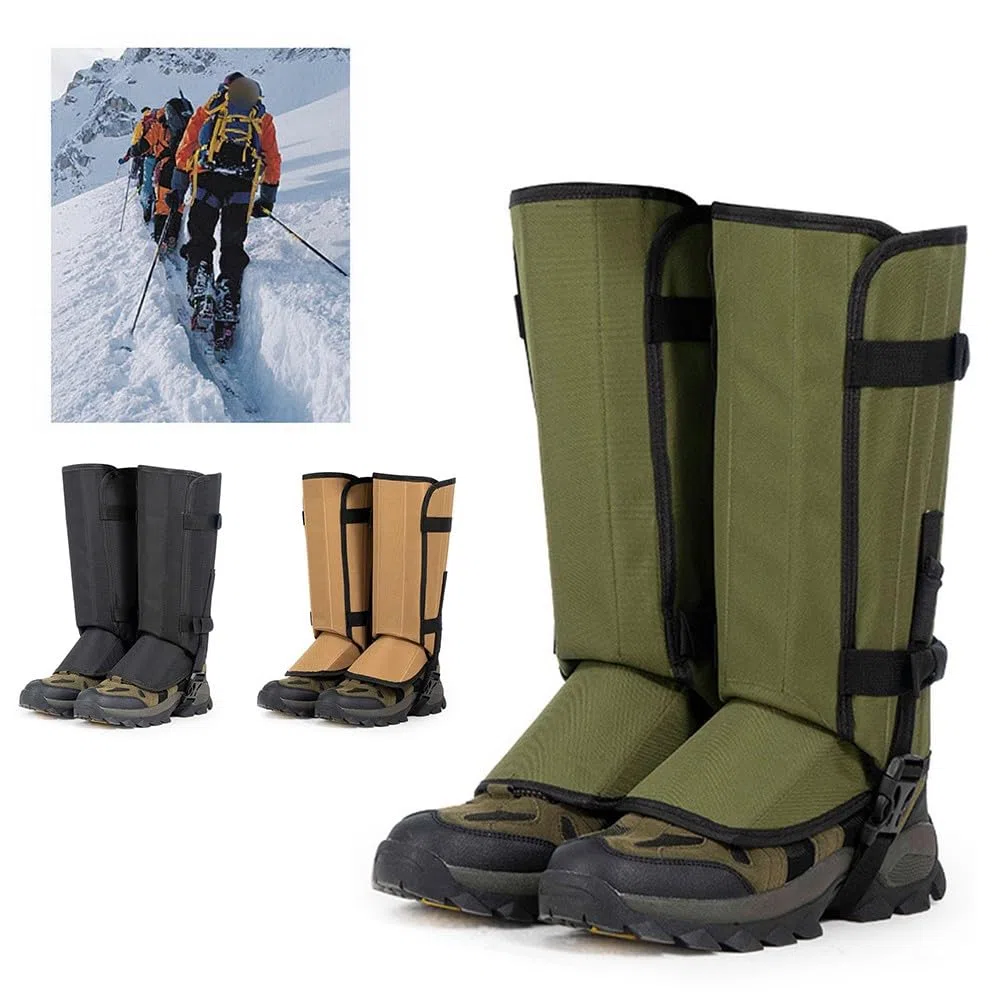 Polainas impermeables para senderismo, caza, ajustables Oxford 500D con correas elásticas, espinas de nieve y lluvia, equipo de campamento al aire libre