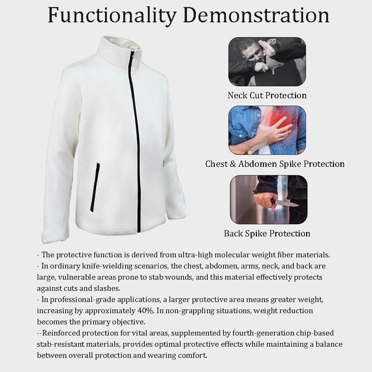 Chaqueta Antipinchazos Y Resistente a Cortes De Nivel 5 S | Prenda Suave, Flexible Y Resistente a Perforaciones Para La Autodefensa En Exteriores, Ideal Para La Seguridad Personal.
