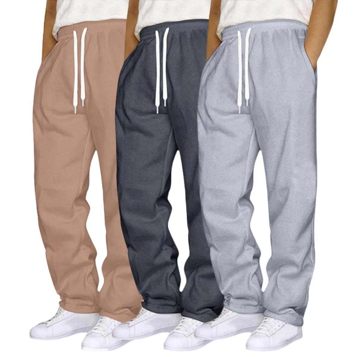 Pantalón Chandal Hombre Pantalónes Chandal Hombres Recto Largos Deporte Running Pantalóns Forrado con Felpa Cintura Elástica De Treino Gimnasio Chinos Jogger con Bolsillos