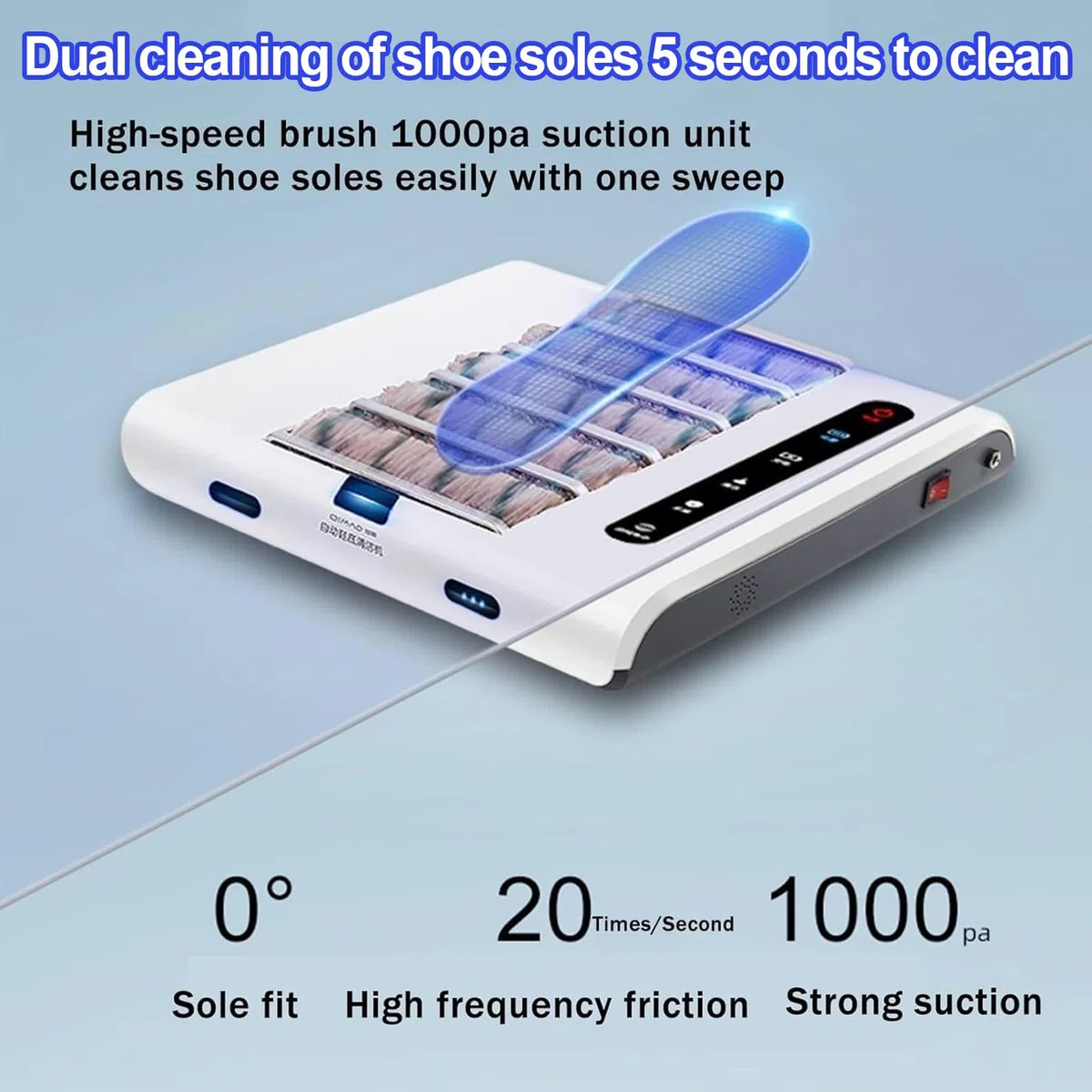 Limpiador automático de suela de zapatos, limpieza sin agua de 500 rpm, succión de 1000 Pa, toallita rápida de 5 segundos, para casa, oficina, hotel, funciona con zapatos de tacón
