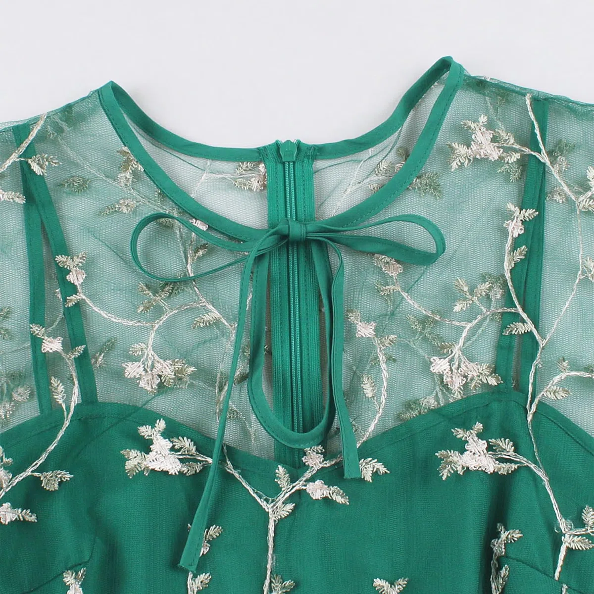 Vestido bordado floral sin mangas para mujer, vestido de tul bordado de flores, vestido de graduación, ilusión de malla, abertura de cerradura, boda, fiesta, té
