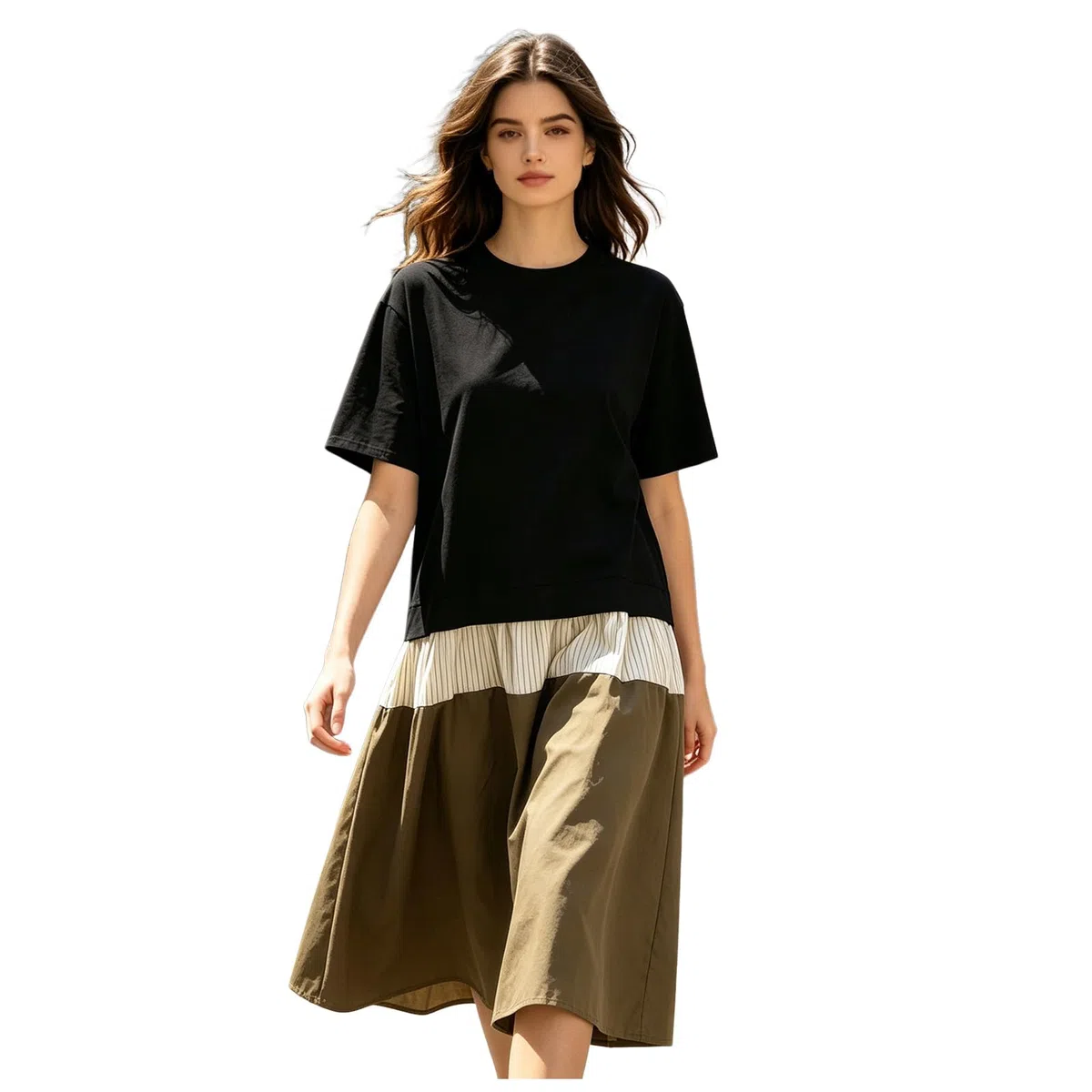 Vestidos Verano Mujer Vestidos Verano Mujer Largos, Cuello Redondo Transpirable Fibra Natural Uso Diario Vestido De Fiesta Mujers Elegantes Vestido Tejido Elástico Frío