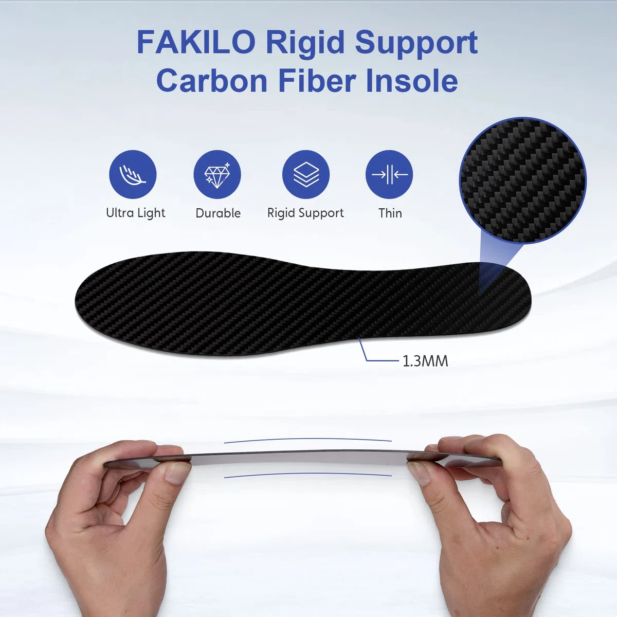 Plantillas de fibra de carbono FAKILO 1 par, inserto de zapato rígido para artritis, dedo del pie de césped, Hallux Limitus