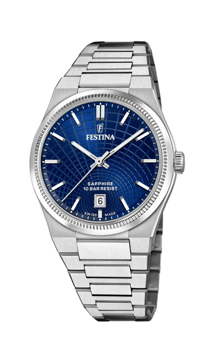 Festina Swiss Made Reloj Hombre Analógico de Acero Inoxidable 316l Plateado