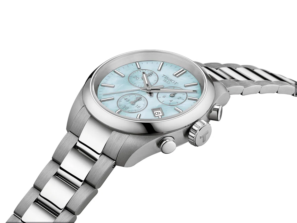 Tissot PR 100 - Reloj de cuarzo suizo para mujer, cronógrafo de 36 mm, caja de acero inoxidable, esfera azul MOP