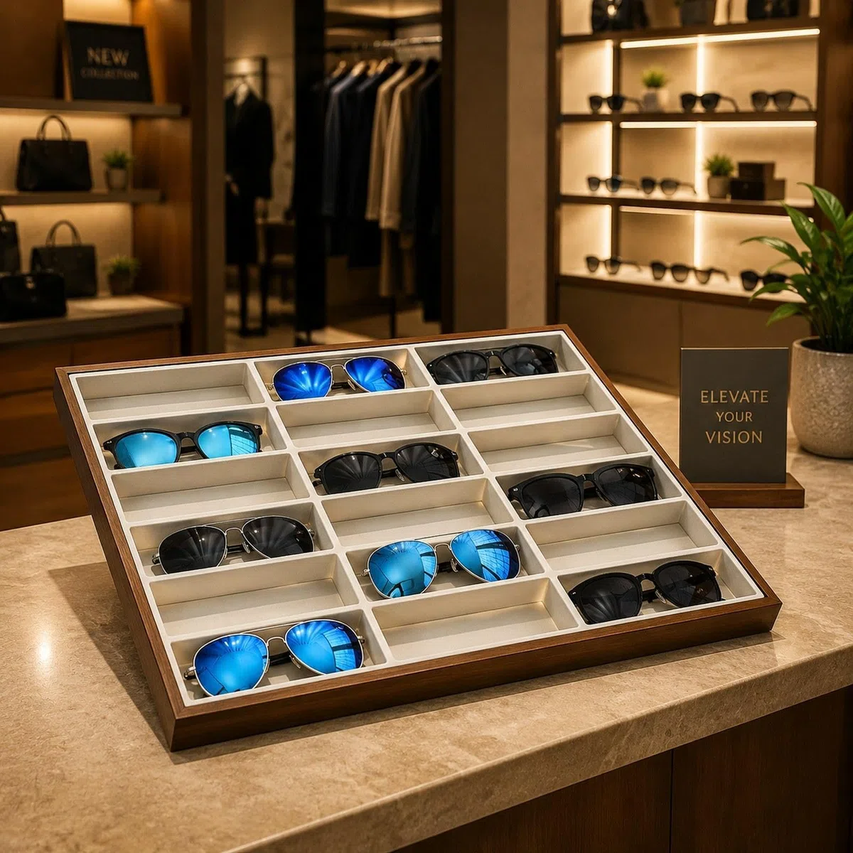 harayaa Bandeja Expositora para Gafas, Estuche de Almacenamiento para Gafas, Soporte Multiusos para Relojes, Organizador de Gafas de Sol, Estuche de Almacenam