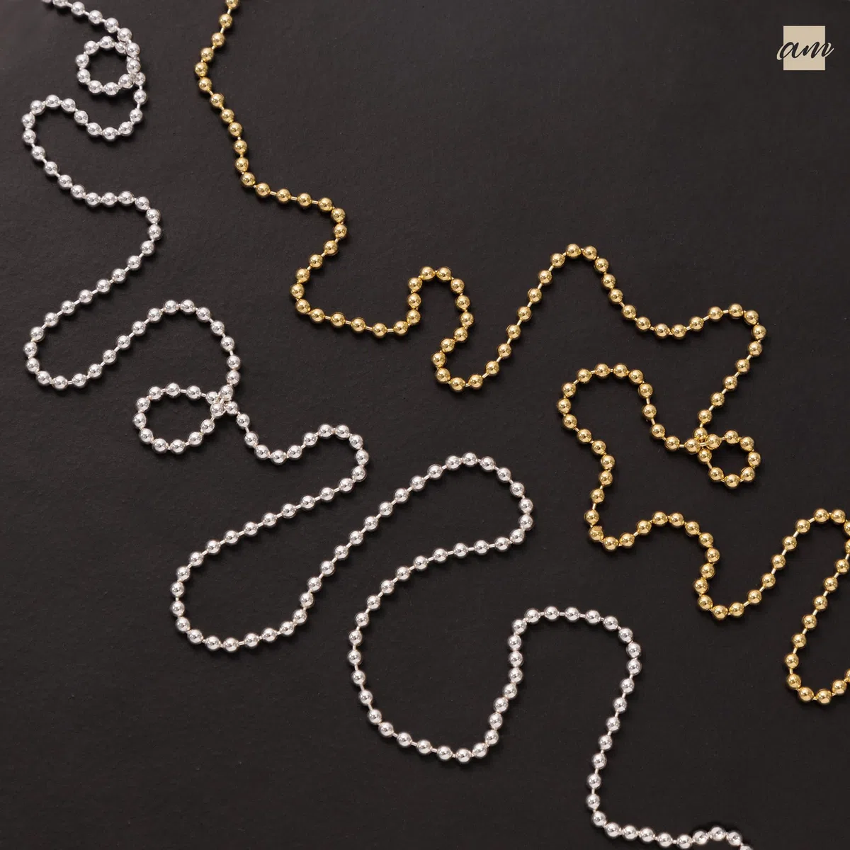 Amberta Cadena de Bolas en Plata de Ley 925 para Mujer 2 mm