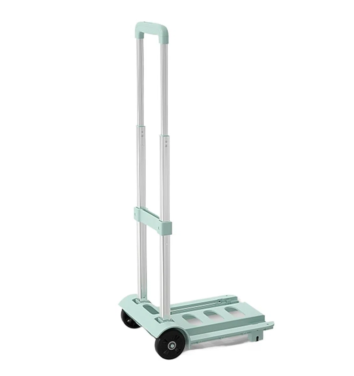 Carro de mano plegable portátil con plataforma plana para equipaje y carrito de empuje para fácil carga y transporte (verde)