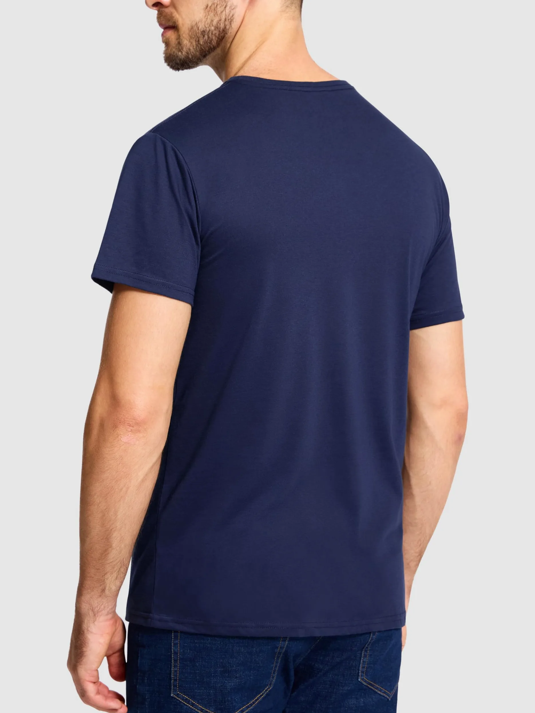 Paquete de 5 camisetas de algodón para hombre, cuello redondo, transpirables, de manga corta, básicas, lisas, para hombre, M-5XL, paquete múltiple
