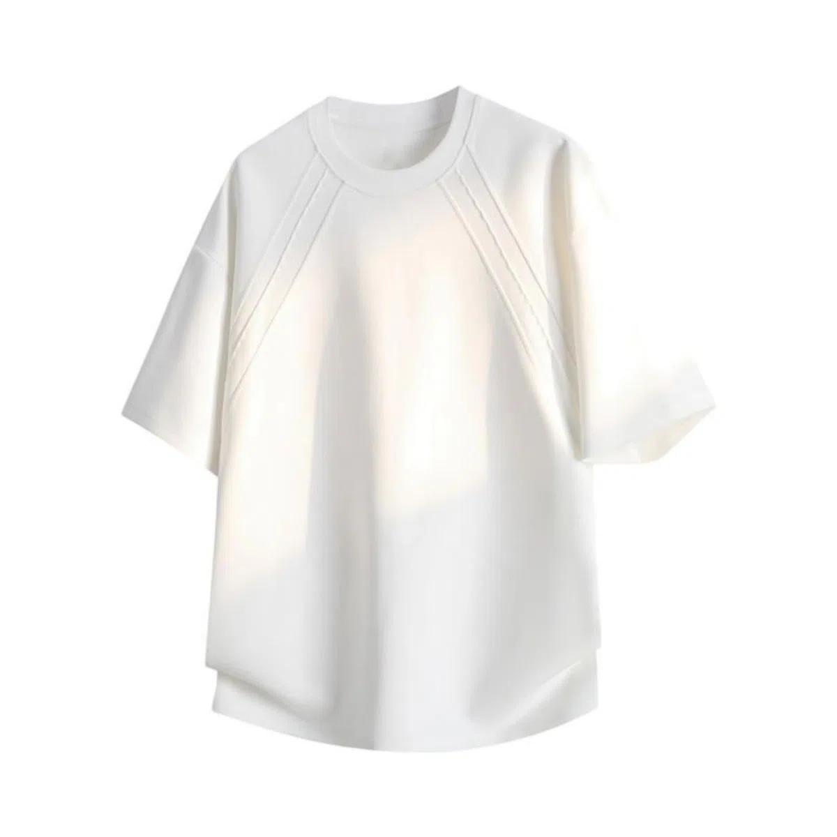 Camiseta de manga corta para hombre, cuello redondo, plisada, mezcla de algodón, ajuste holgado, para uso diario, hogar, viajes
