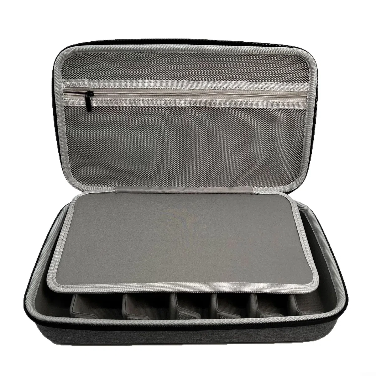 Caja de almacenamiento portátil de gafas de sol de viaje, estuche organizador de gafas de sol de EVA duro con compartimentos ajustables para hombres y mujeres