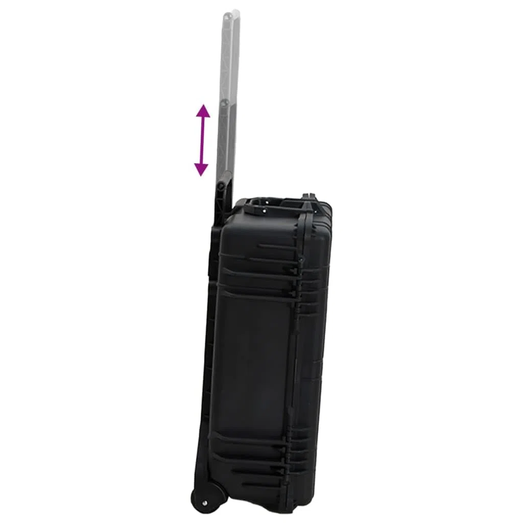vidaXL Maletín de Vuelo, Estuche con Asa Ruedas, Maleta de Seguridad para Viaje, Maletín de Protección con Espuma, PP Negro 63x50x23 cm