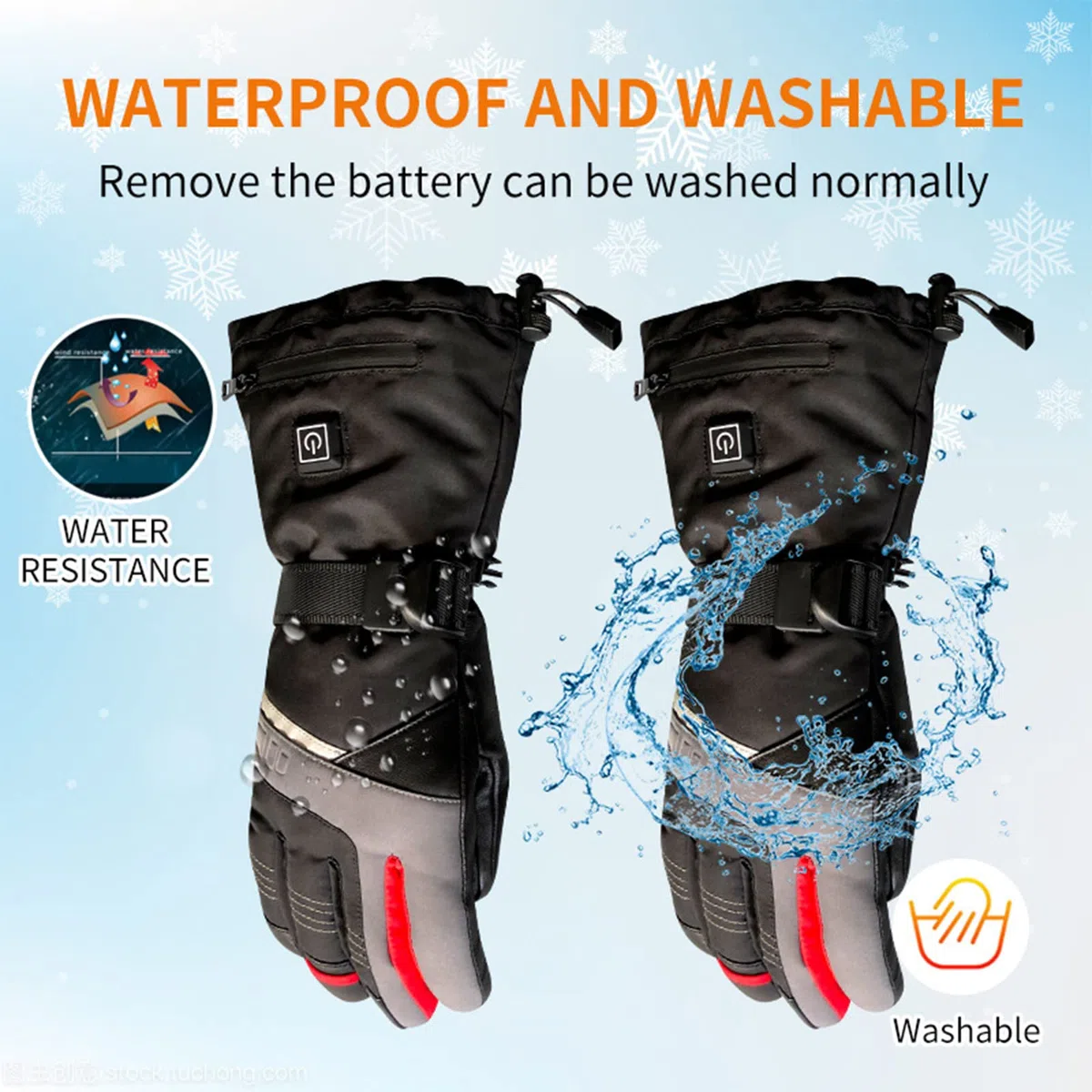 CHEWYNP Guantes térmicos con batería eléctrica para Hombres y Mujeres, Guante Calentador de Manos con batería para Interiores al Aire Libre para Escalar Senderismo Ciclismo, Guantes térmic