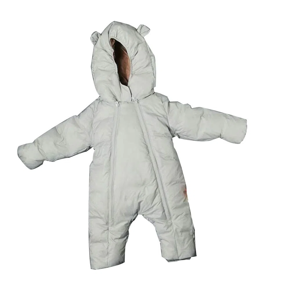 Mono Abrigo Cálido Grueso Invierno Infantil Bebé Niño Niña Mameluco Chaqueta con Capucha Traje Manga Larga Chaquetas De Plumón Algodón Forro De Algodón Color Sólido con Capucha