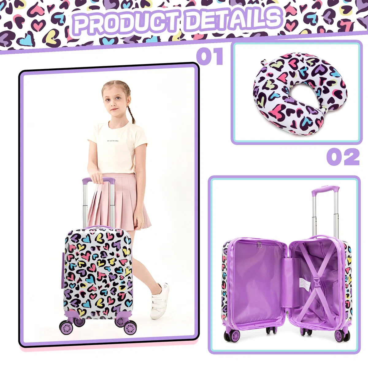 HTgroce Maleta Infantil Rígida 4 Ruedas Equipaje de Mano está en ABS