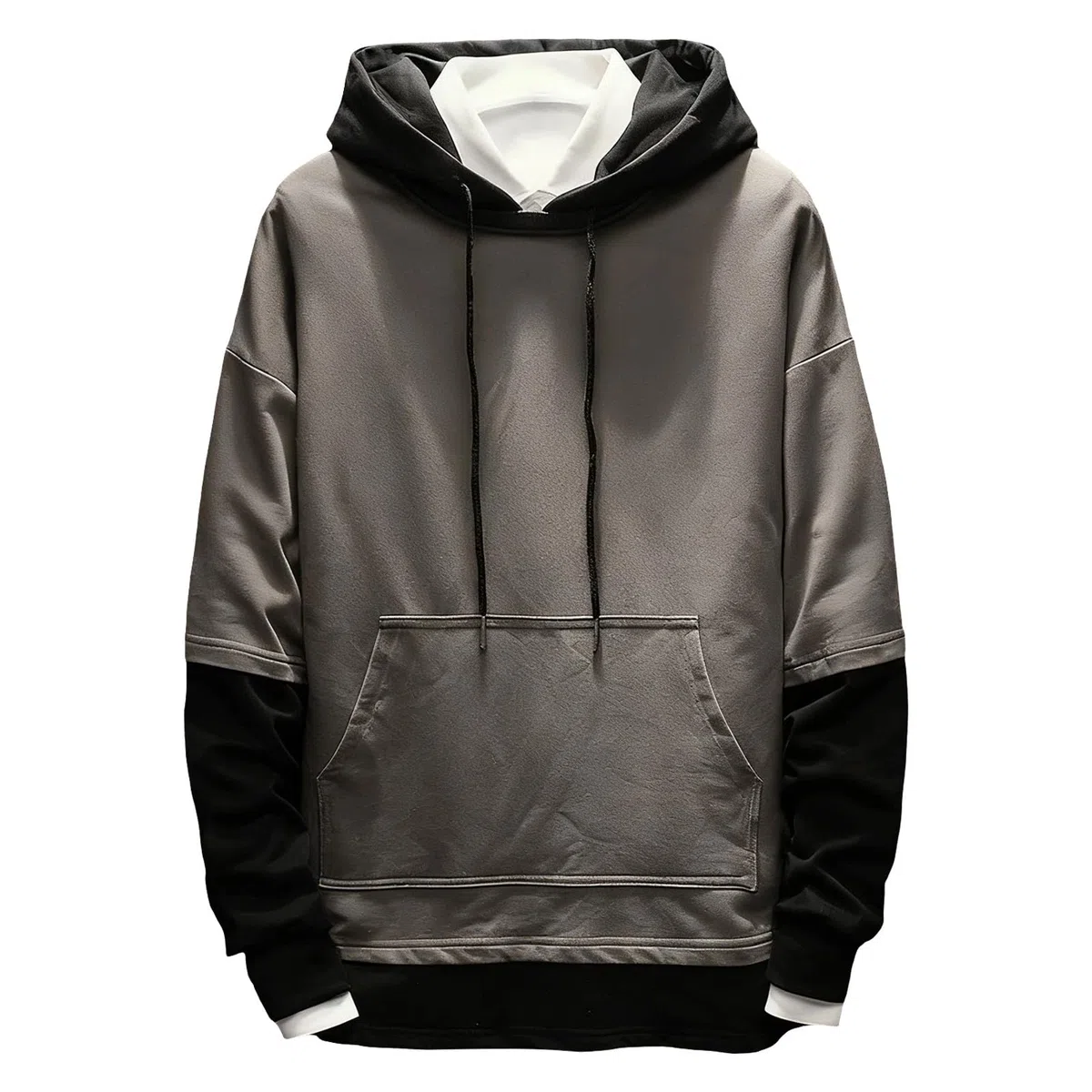 Sudaderas con Capucha Corta Sudadera Oversize Estilo Patchwork para Hombre, Nueva Otoño Juveniles (Grey, XXL) Ropa Gimnasio Hombre Playa Moto Oversized Gym Camisas Manga Larga Kit De