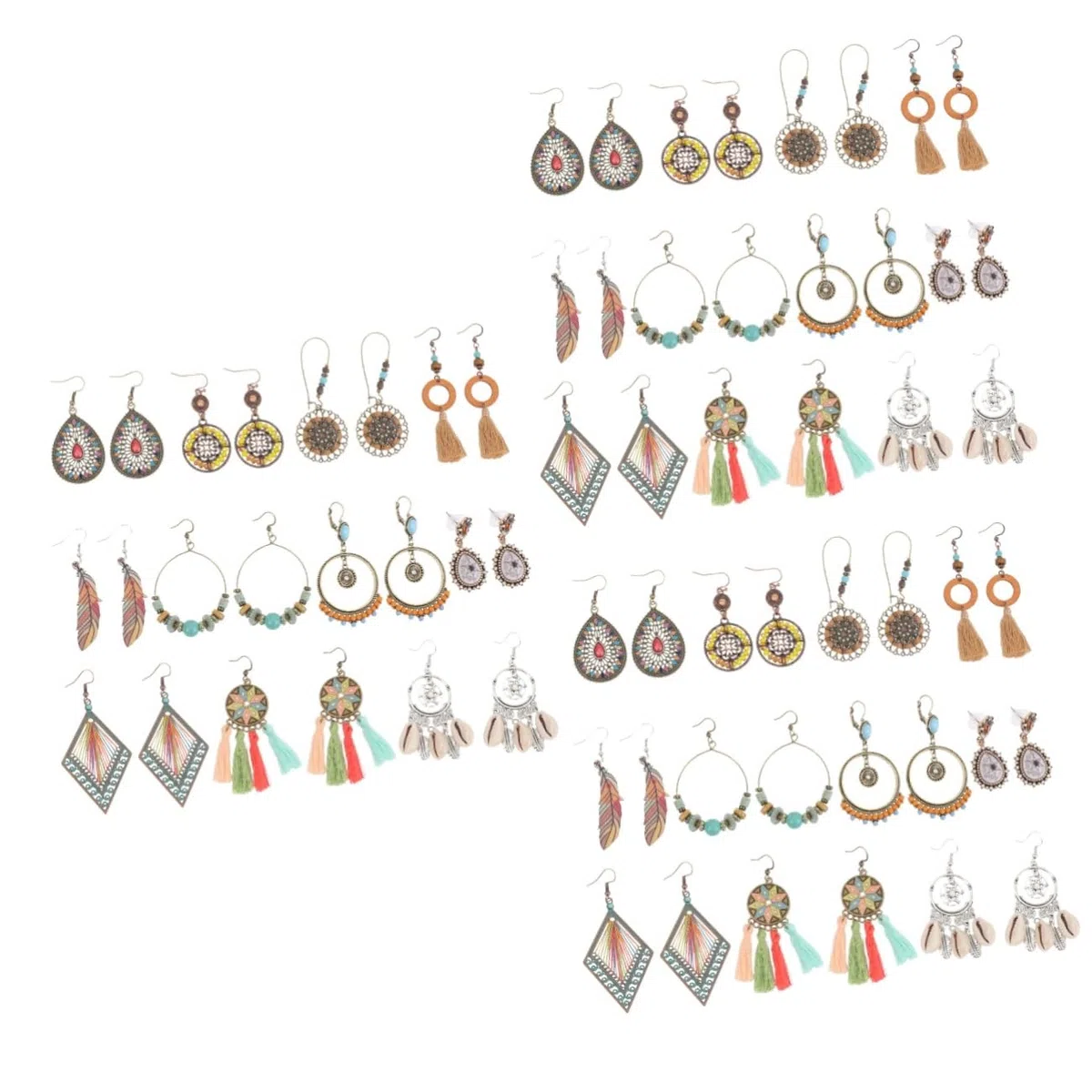 Pares Pendientes Bohemios Pendientes De Aro Colgantes Para Mujer Llamativos Para Mujer Joyas Para De Peine De Flujo (poliéster)
