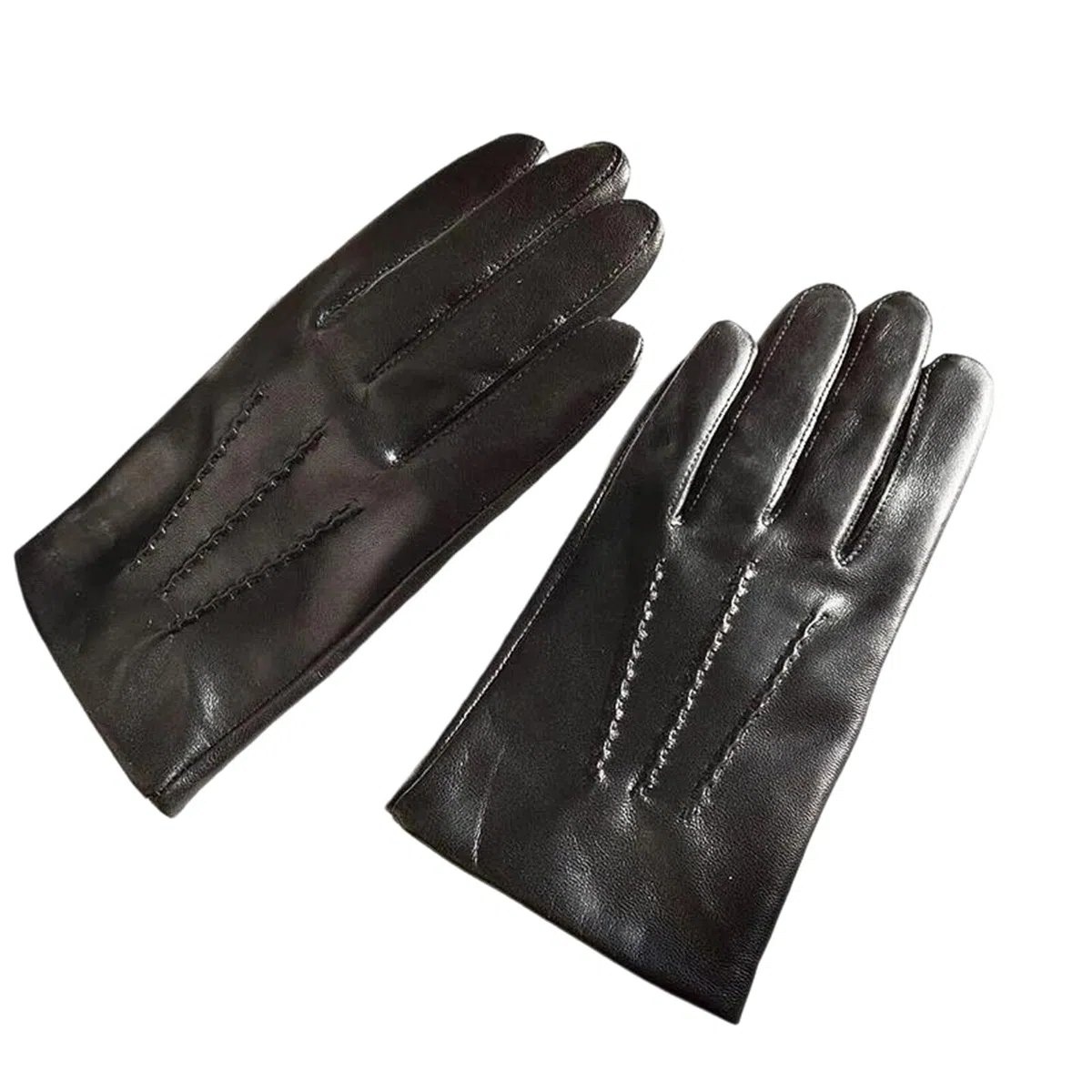 Guantes de piel de oveja auténtica para hombre, con forro de lana, para invierno, cálidos, para ciclismo, conducción al aire libre