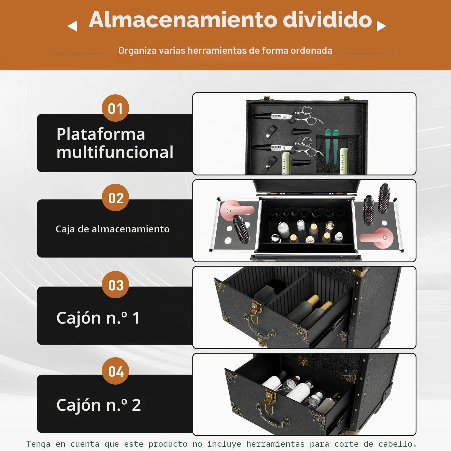 MINRS Maletín de cosméticos con ruedas, maletín de maquillaje, grande, maletín de peluquería profesional, con ruedas y candados de combinación, maletín multiusos, 38,5 x 25,5 x 80,5 cm, para viajes,