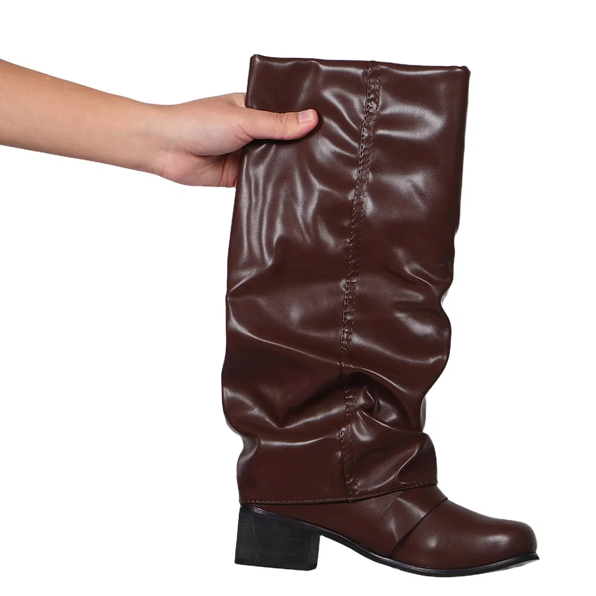 Healeved Botas de Montar Retro para Mujer Botas Marrones de Pu Estilo Western Rodilla de Vestir Gruesas para Fiesta de Baile Campestre