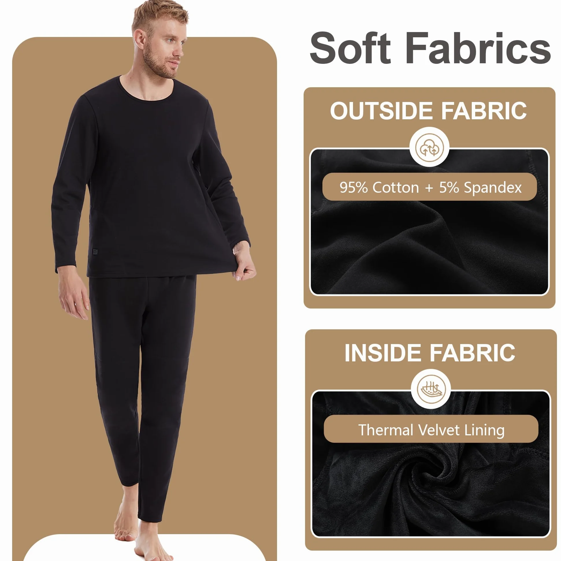 Ropa Interior Eléctrica Calefaccionada para Hombres, Capa Base Térmica De Invierno con Parte Superior Y Pantalones con 3 Niveles De Calefacción para Esquiar Y Acampar