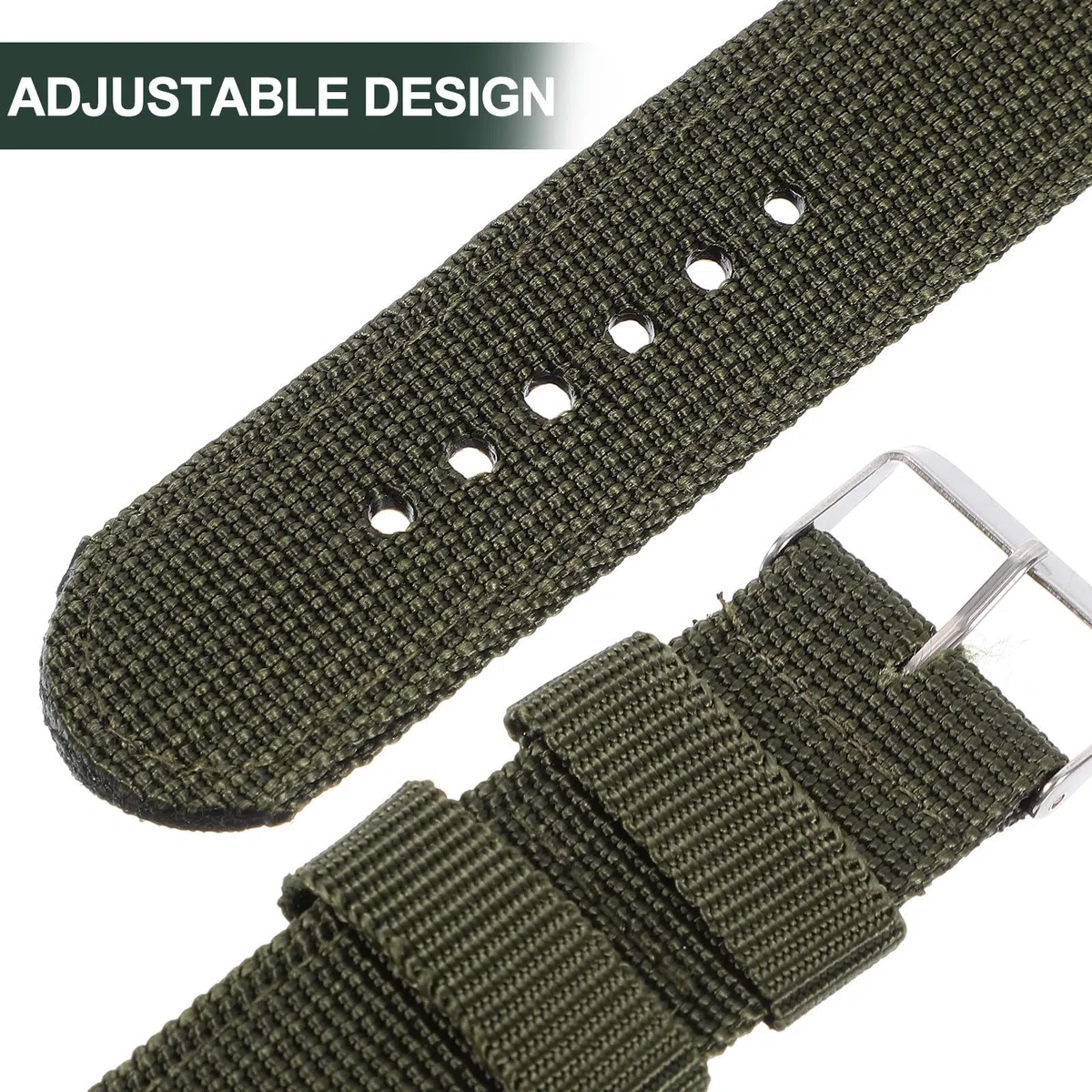 Reloj Nailon Verde Calendario de Pulsera de Cuarzo y Hombre