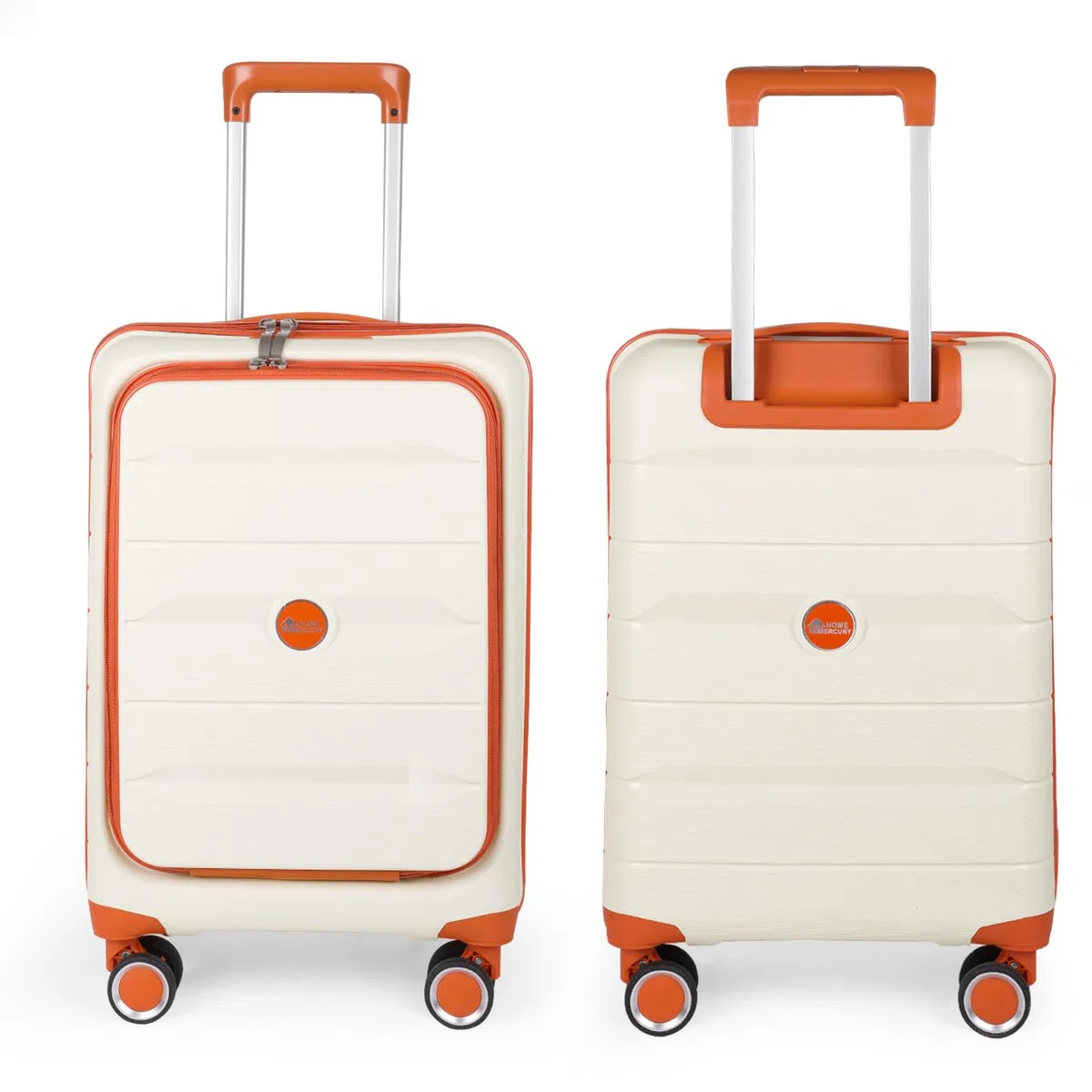 MERCURY TEXTIL- Maleta de Cabina 55x22x36cm de Polipropileno (PP), Equipaje de Mano Rígido con Cerradura TSA y Bolsillo Frontal, Maleta Funcional con 4 Ruedas Dobles 360º y Resistente. (Hueso)