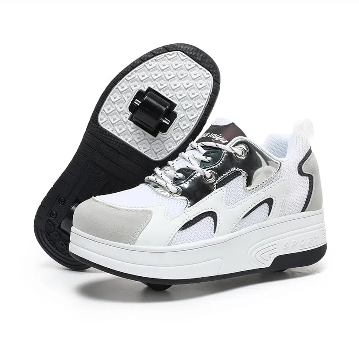 Wooowyet Zapatillas de patinaje con luces LED para niños y niñas, zapatillas de moda con ruedas, recargables por USB, gancho y bucle