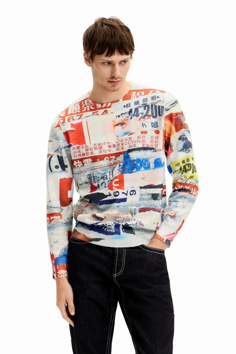 Desigual Jersey de Punto Plano para Hombre Sudadera