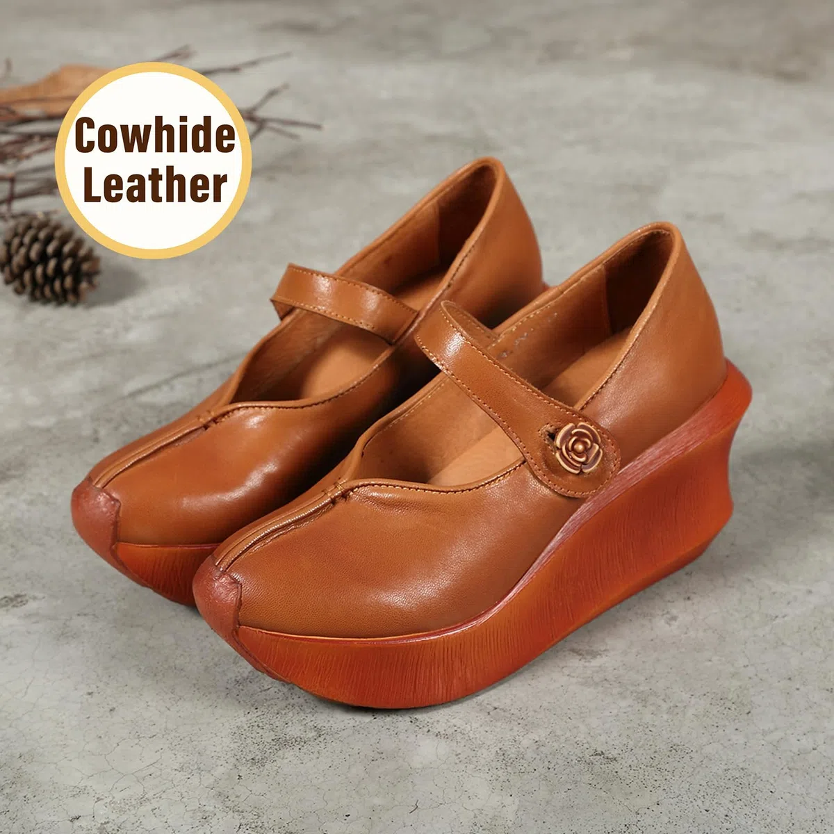 Zapatos Mary Jane Cuero Mujer Casual cuña | viajes de vacaciones, paseos campestres, ocasiones de compras, conjuntos diarios, forma de punta clásica