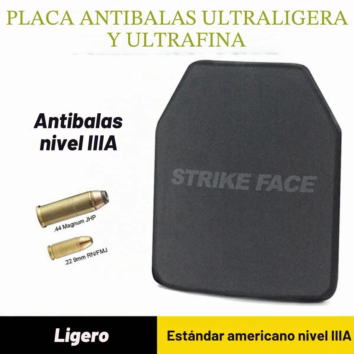 Placa de Chaleco antibalas - NIJ IIIA Nivel PE Placa Protectora de Espalda y Pecho Placa de inserción Independiente para protección de Seguridad Personal