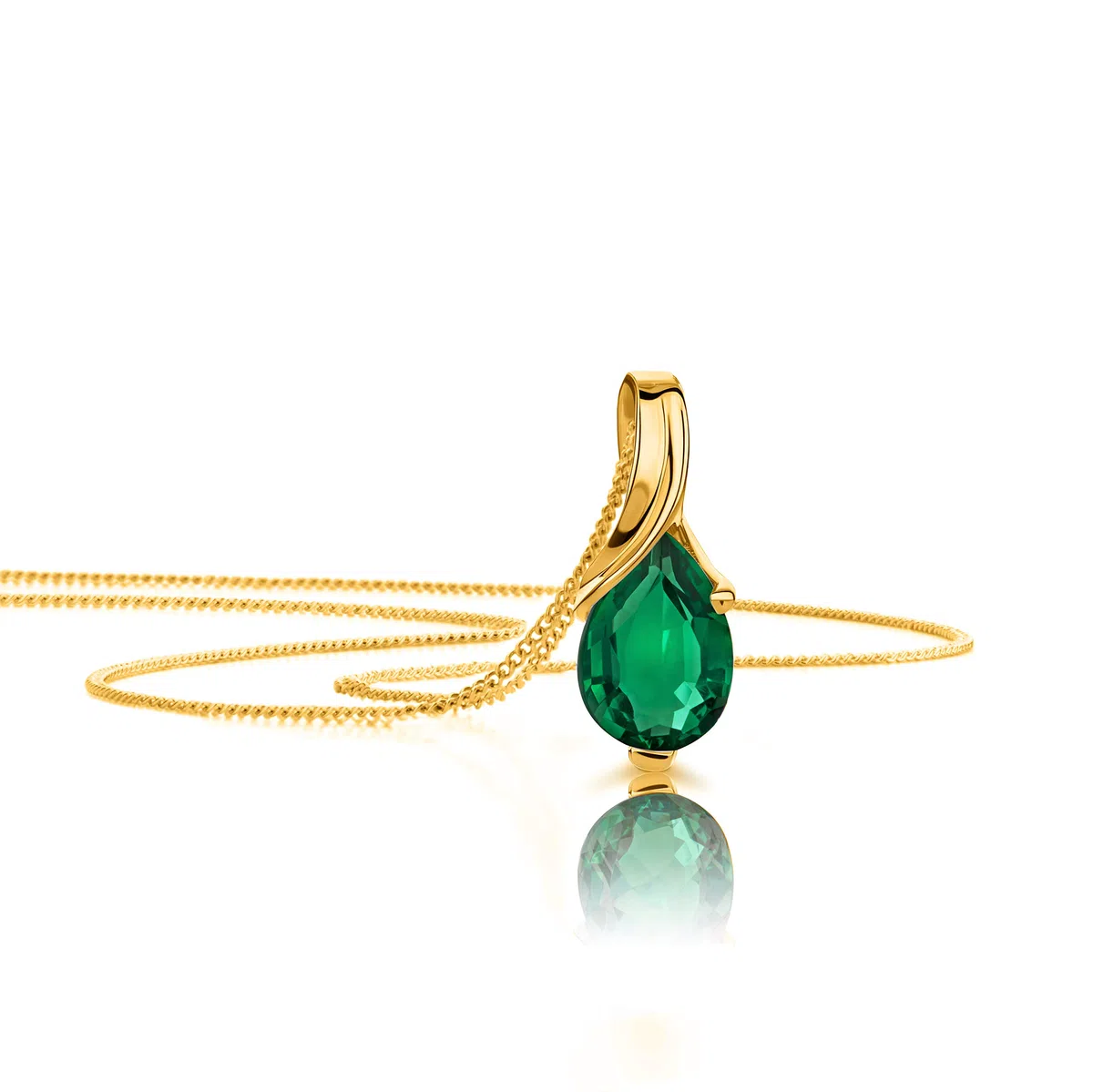 Orovi Collar de oro amarillo de 14 quilates (585) para mujer, con colgante de gota de piedras preciosas, zafiro, rubí, esmeralda, cadena de oro de 14 quilates (585)