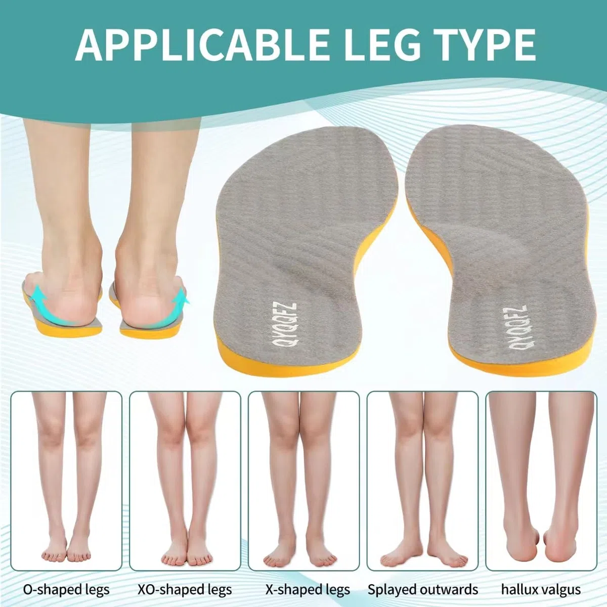 JXKWSY Plantilla ortopédica de corrección de piernas O/X 1 par, cuña de talón corrector de piernas, plantillas de supinación para mujeres y hombres inserciones de zapatos de alineación (tamaño: 9.6