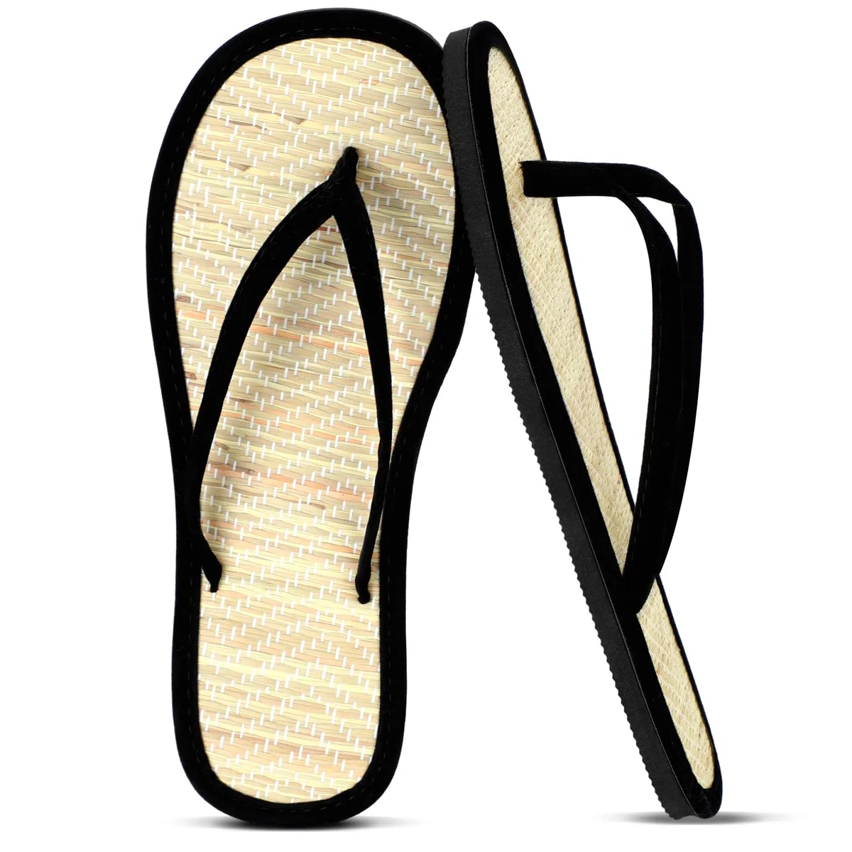 Cozypower Chanclas de bambú para mujer, antideslizantes, ligeras, para interiores, verano, playa, sandalias tejidas de bambú